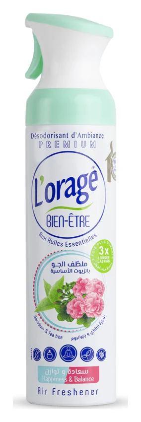 L'Orage Bien-Être Air Freshener, Happiness & Balance (Geranium & Tea Tree)